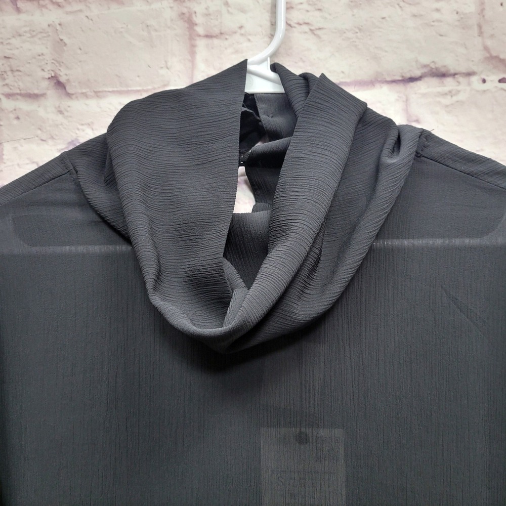 NEW ZARA Beadwork Hem Sheer Cowl Neck Blouse S Black‎ Coquette Whimsigoth Dark - Picture 4 of 11